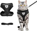 Black Cat Harness and Leash Set, Soft Mesh Adjustable Reflective, Size M
