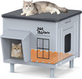 Indestructible Heated Cat House for Outside Cats Winter,Weatherproof & Insulated & Elevated Feral Cat House with Escape 