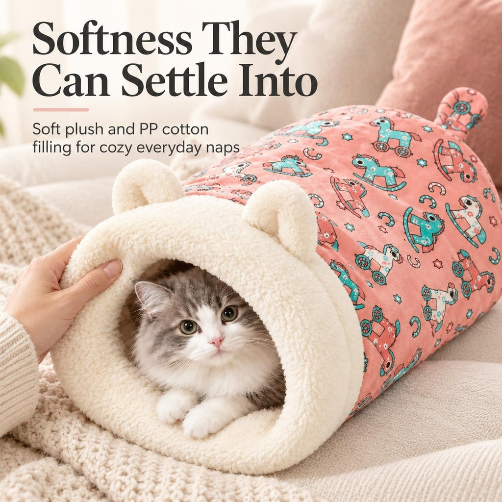 Cat Sleeping Bag for Indoor Cats with Pet Hair Removal Glove，# 10