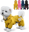 Dog Raincoat, Waterproof Dog Rain Jacket with Hood, Dog Rain Coat with Leash Hole, Reflective Strap for Small Medium Dog