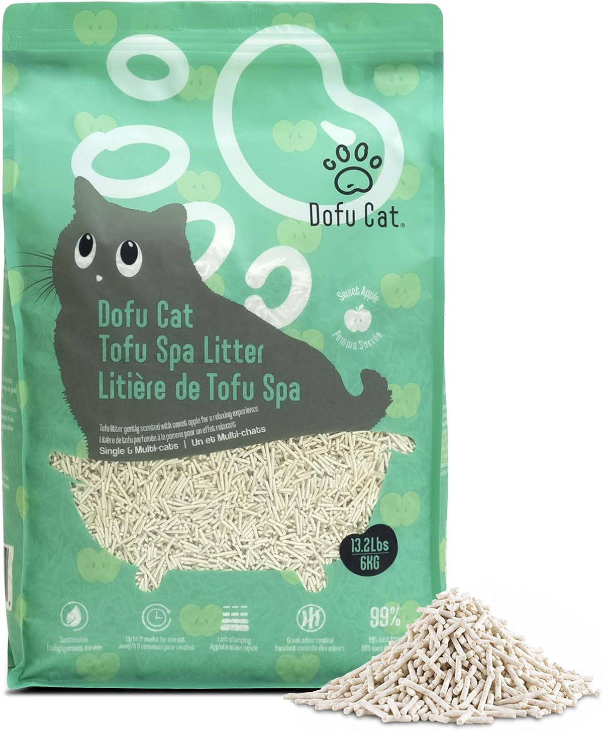 Tofu Spa Cat Litter, Sweet Apple Scented Pellets, 13.2 lb