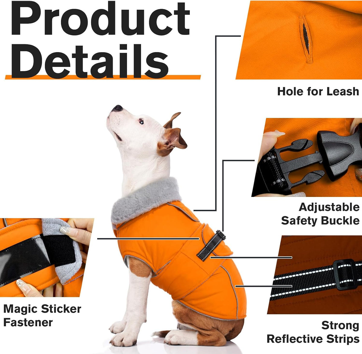 Dog Coat Waterproof Dog Jacket Fleece Vest with Adjustable Buckle