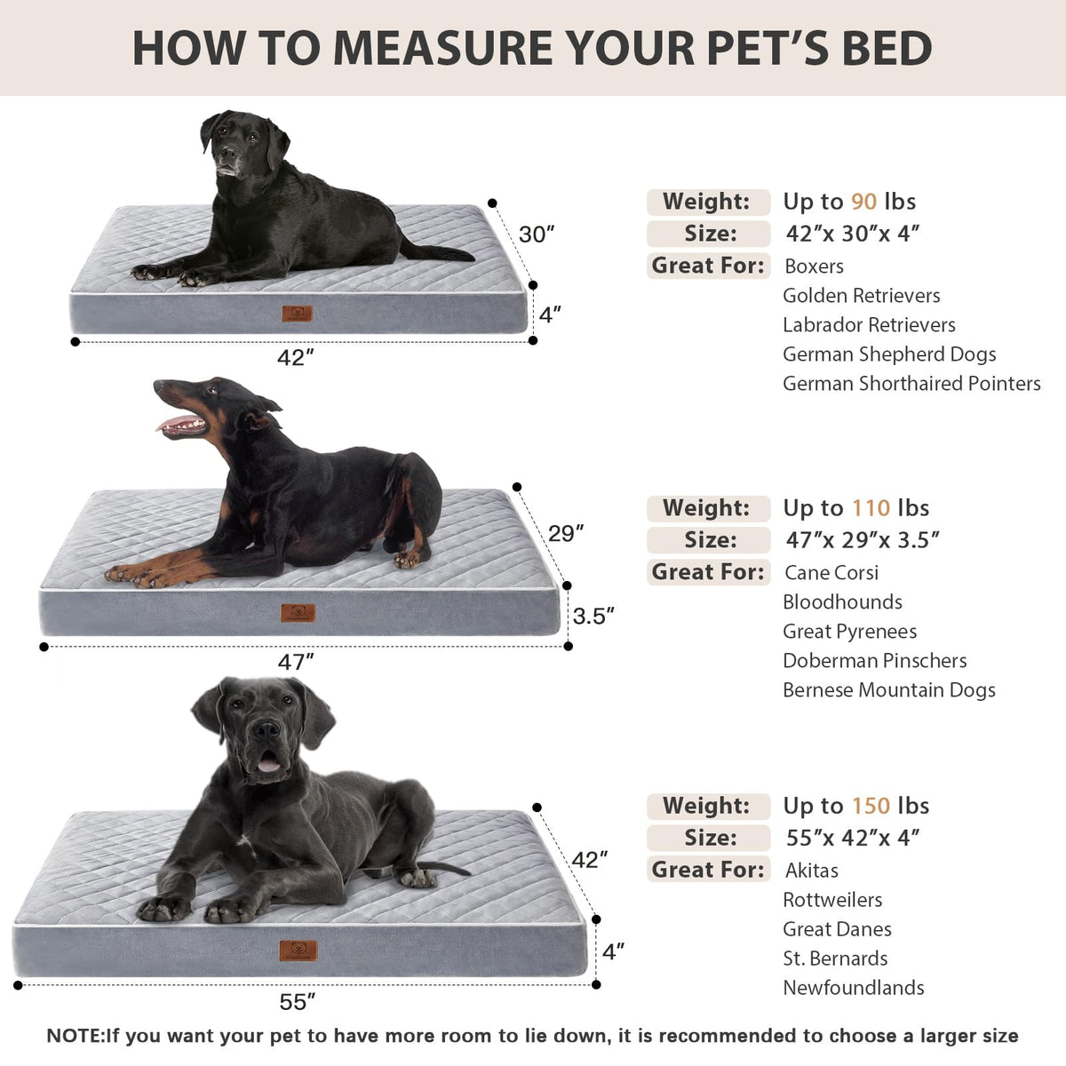 WNPETHOME Orthopedic Waterproof Extra Large Senior Dogs Bed for Comfy Sleep