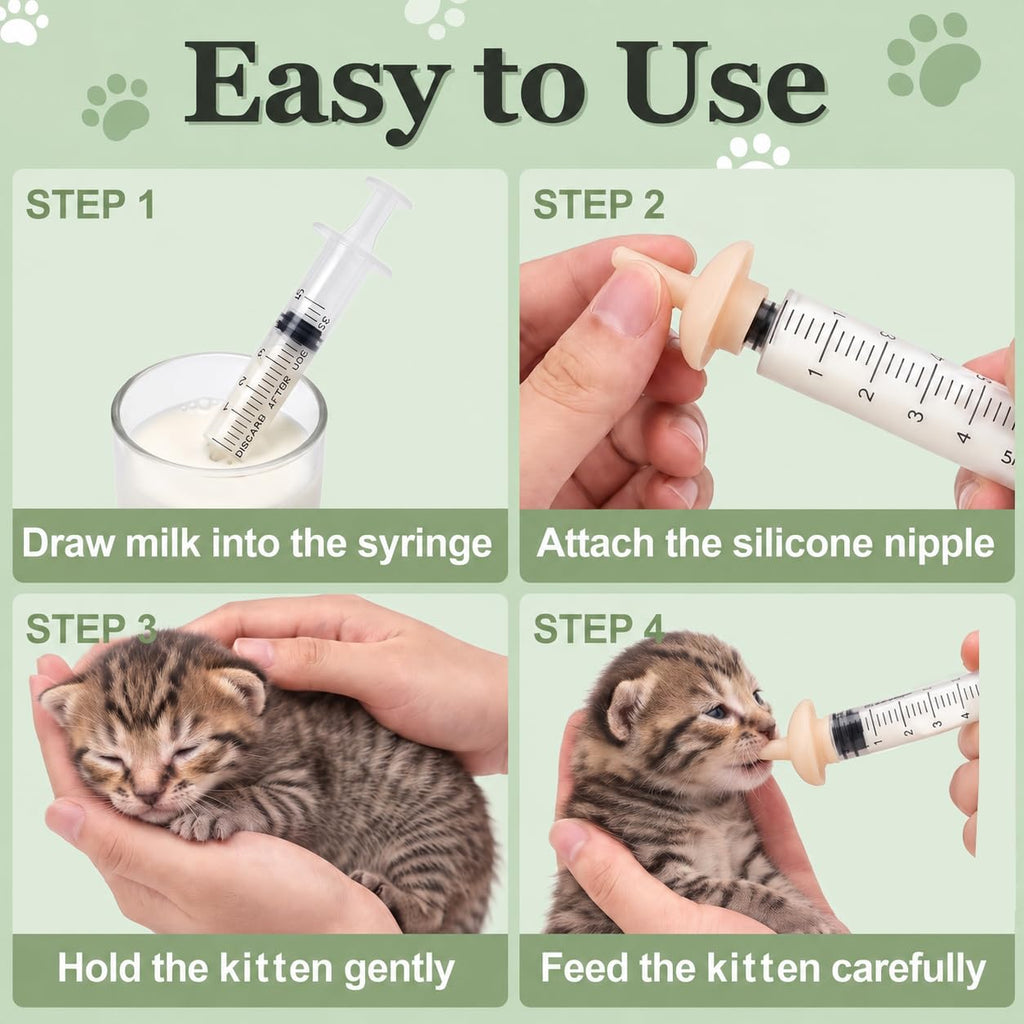 Kitten Feeding Kit 18 Piece Value Pack - Pet Nursing Nipples & Syringe Set for Newborn Kittens Puppies Squirrels Bunnies