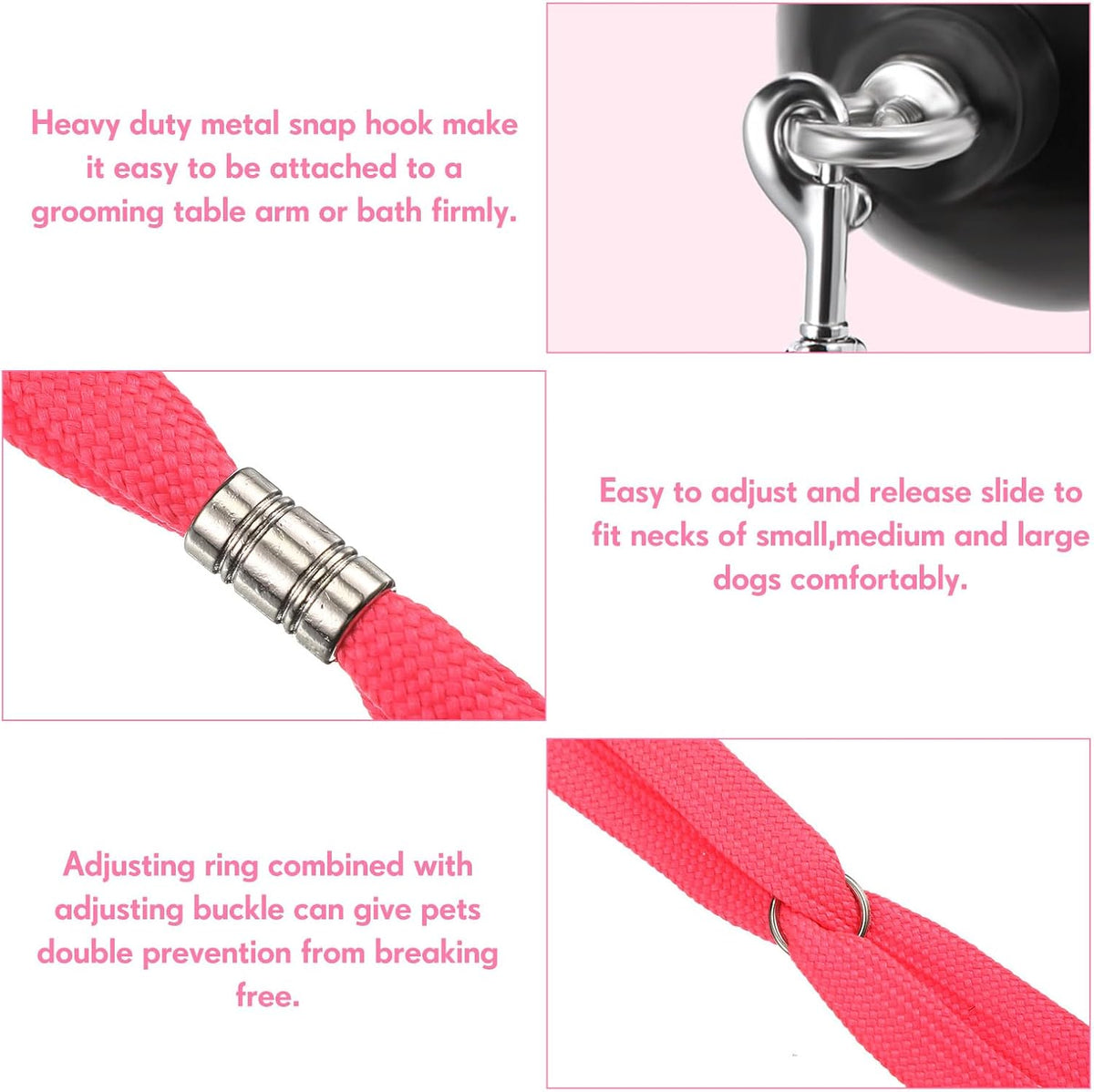 Frienda 4 Pcs Dog Bathing Tether with Suction Cup,Blue Black Pink