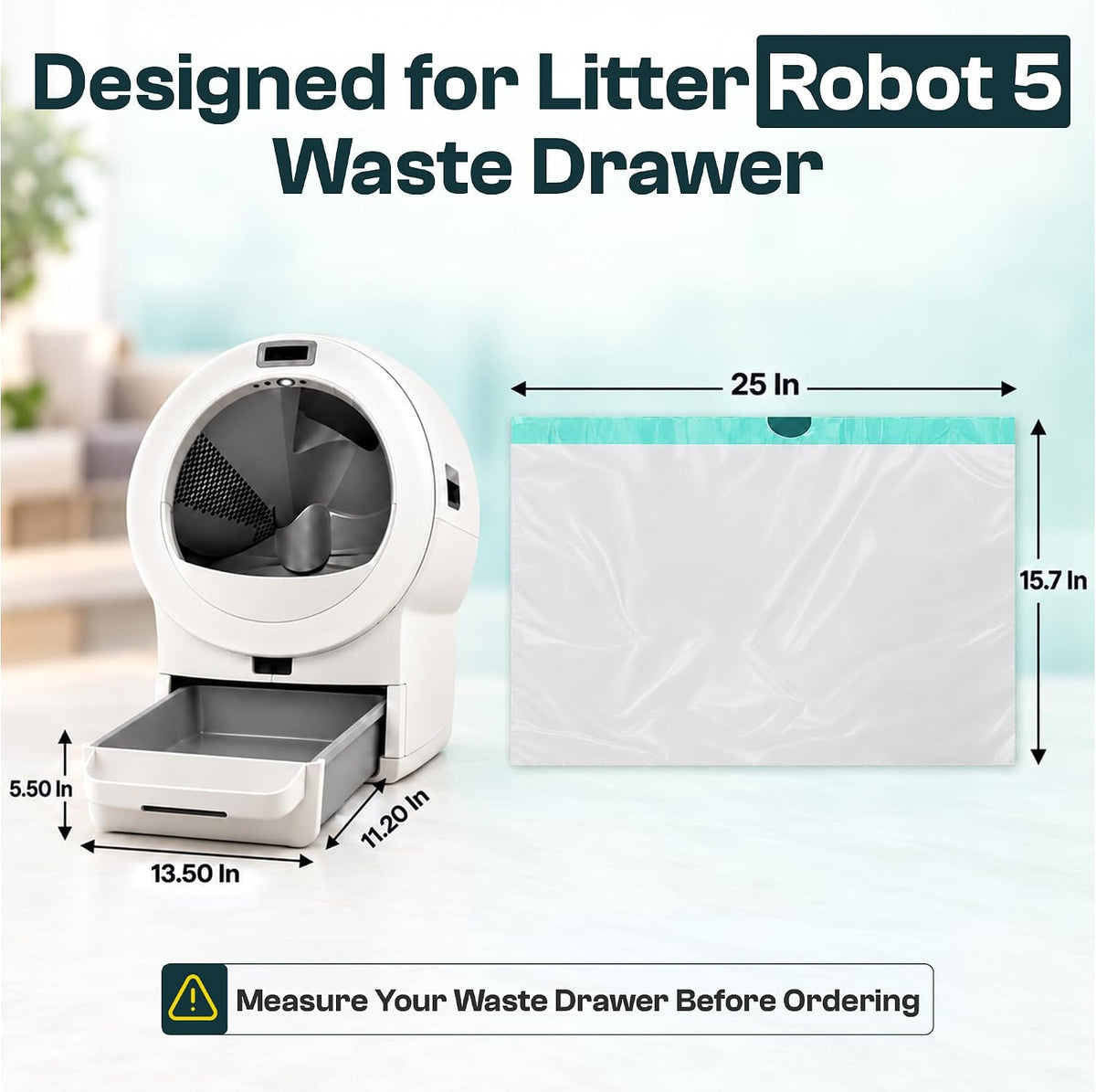 Extra Thick Litter Liners Compatible With Robot 5 Litter Box , 100 Bags