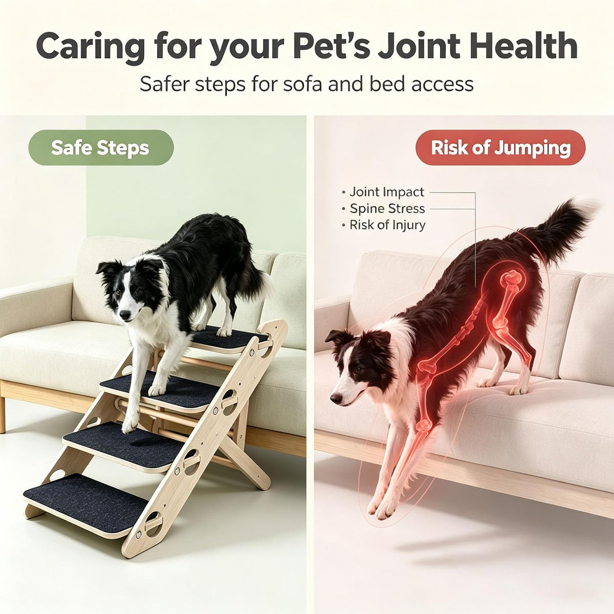Foldable Dog Stairs for Bed, 4-Step Pet Stairs for Large Dogs