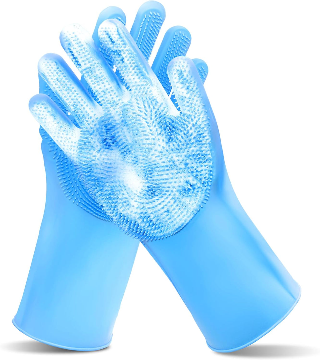 Pet Grooming Gloves—Dog Washing Gloves with High-Density Teeth, Dog Bath Scrubber with Enhanced Five Finger Design, Sili