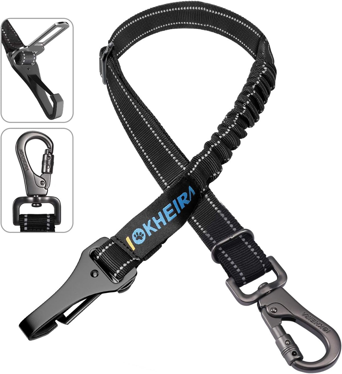 Dog Seat Belt 3-in-1 Car Harness for Dogs Adjustable Safety Seatbelt for Car Nylon Reflective Bungee Fabric Dog Car Harn