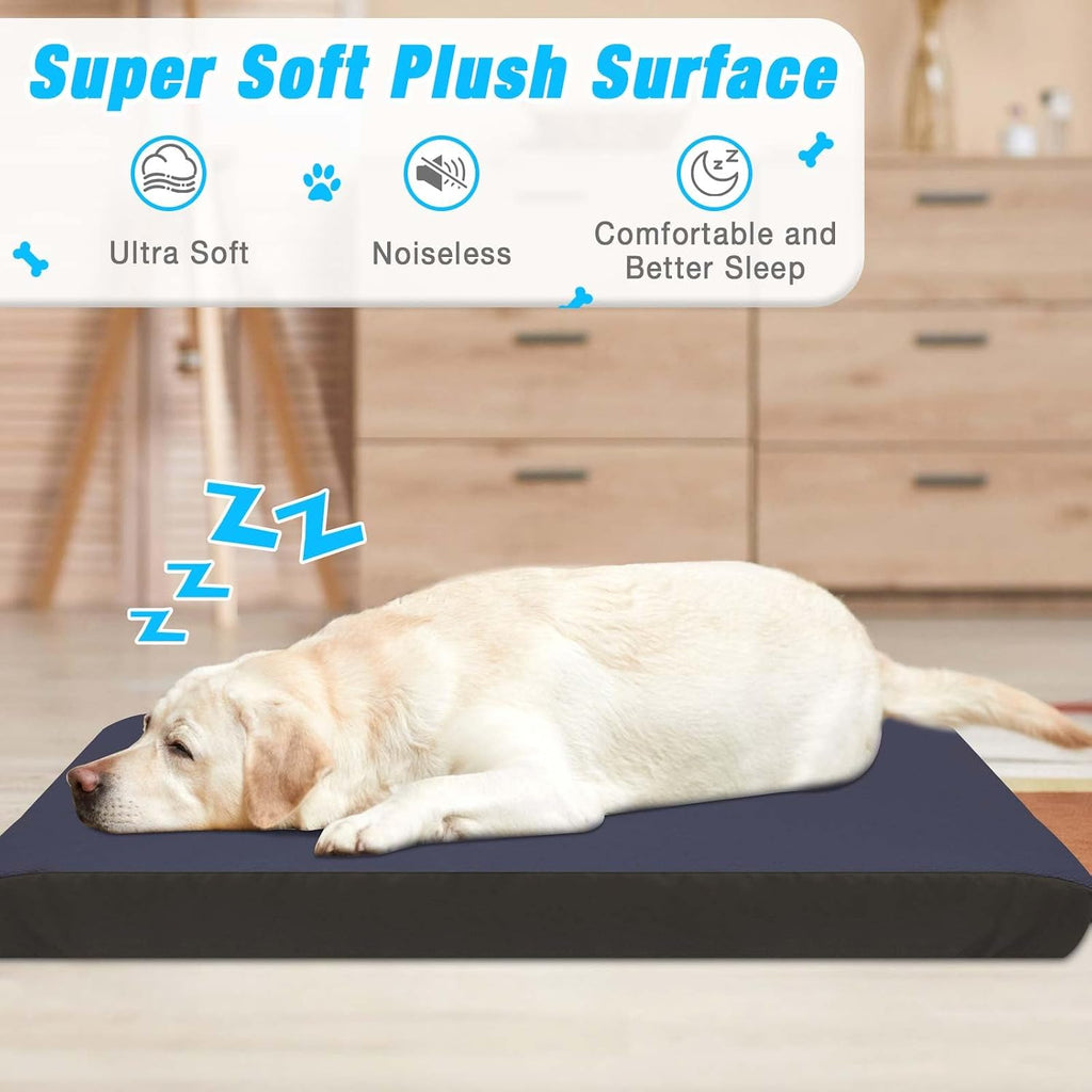 Dog Bed Covers Replacement Washable 100% Waterproof Dog Bed Sheets, Soft & Noiseless Pet Bed Cover, 2 Pack, 44" x 35" Bl