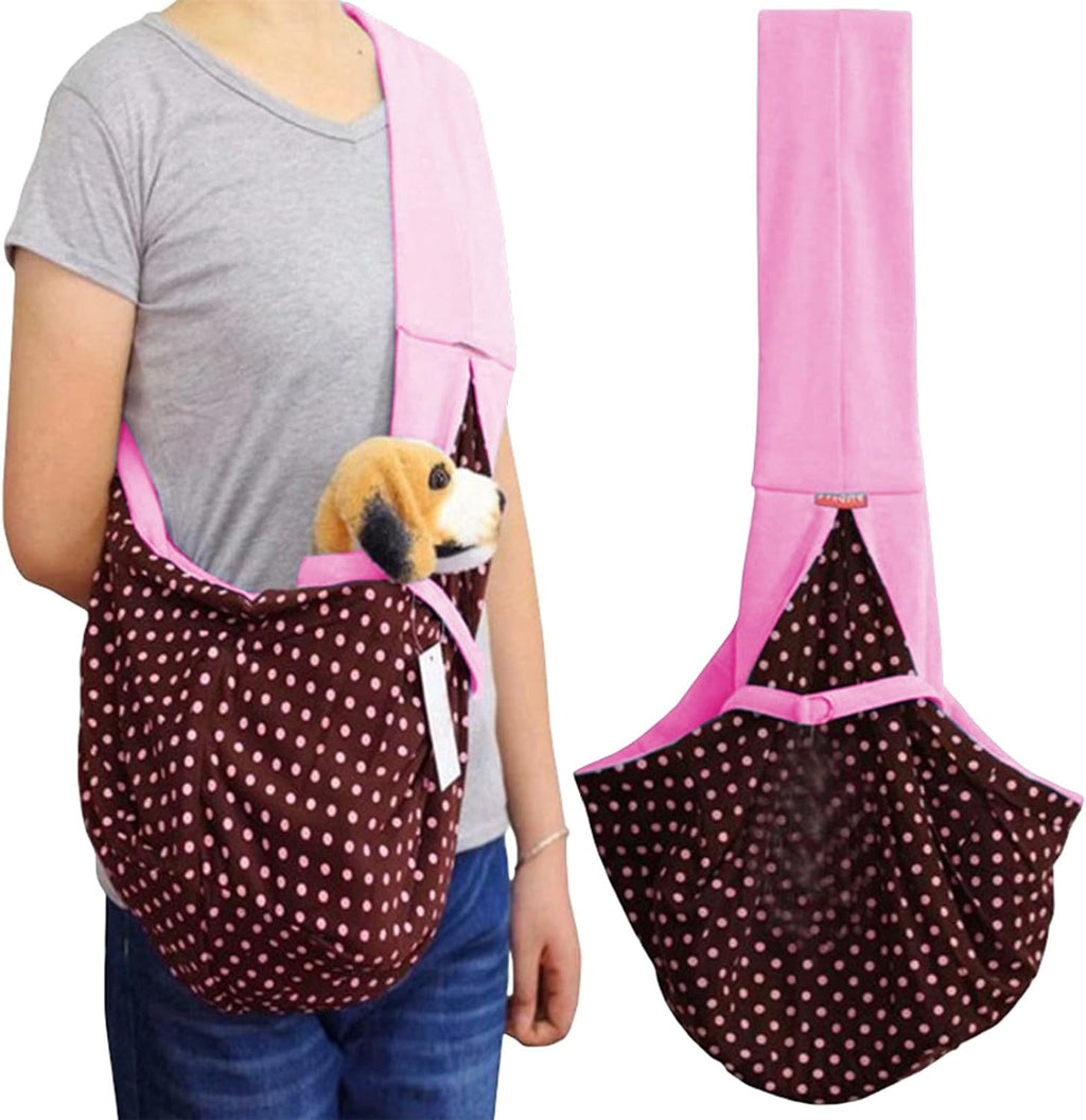 Women Men Pet Sling Carrier Bag Polka Dot Travel Tote for Cats Dogs