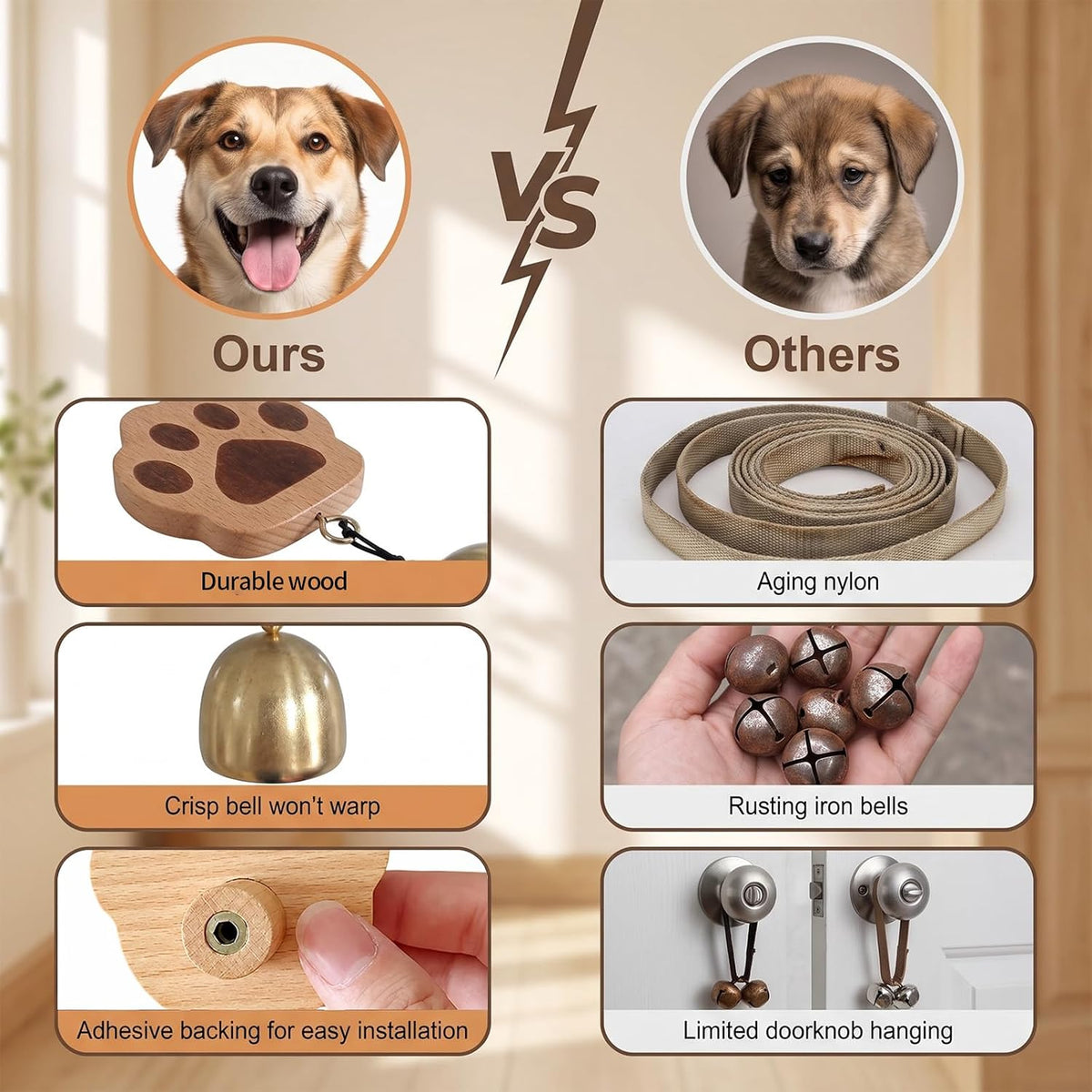 2 Pcs Dog Door Bell, Potty Training Bells for Puppies