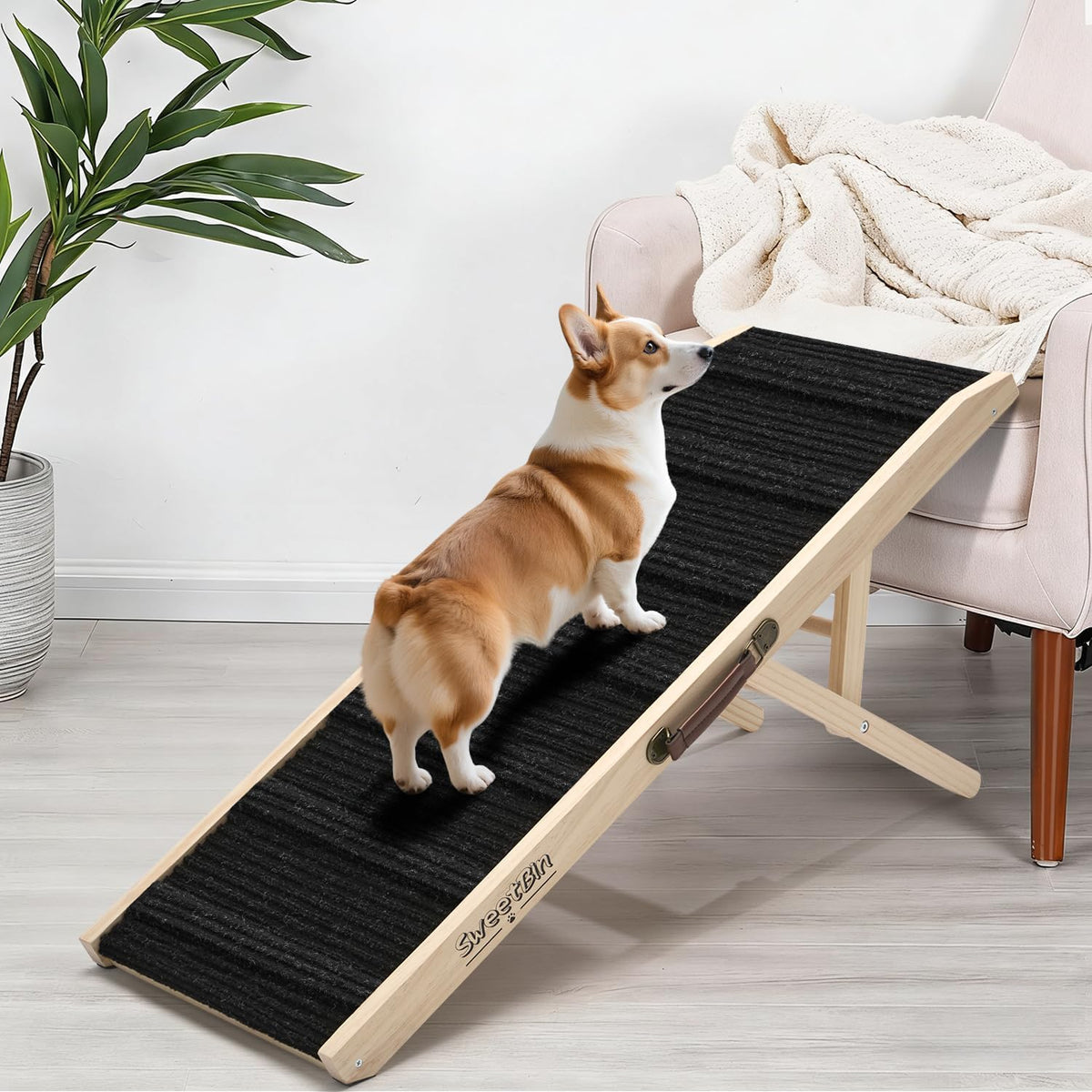 2026 Upgraded Dog Ramp for Couch - Foldable Small Dog Ramp for Bed - 4 Adjustable Height from 12" to 20" - Portable Pet 