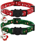 Christmas Cat Collar, Cotton Breakaway Collars for Girl Boy Kittens, Santa