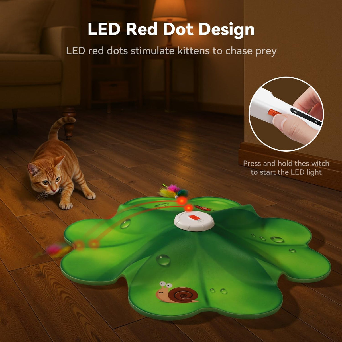 FEELNEEDY Rechargeable Cat Toys, 2 in 1 Hide and Seek Game Interactive Cat Toy, Movable LED Red Dot, Moving Concealed Fe