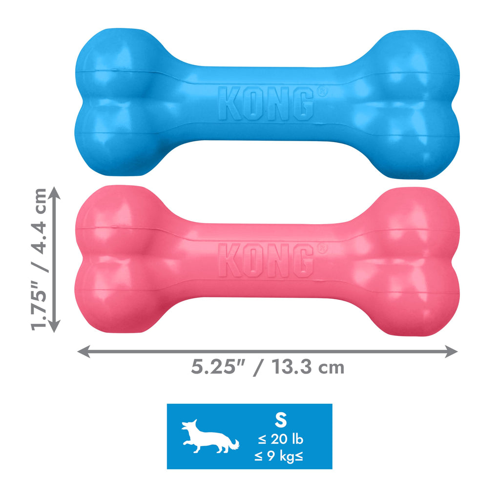 KONG Puppy Goodie Bone, Natural Rubber Chew, for Small Puppies, Blue