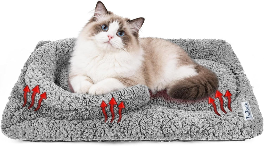 TailTastic Self Warming Cat Bed with U-Shaped Pillow for Warmth & Support