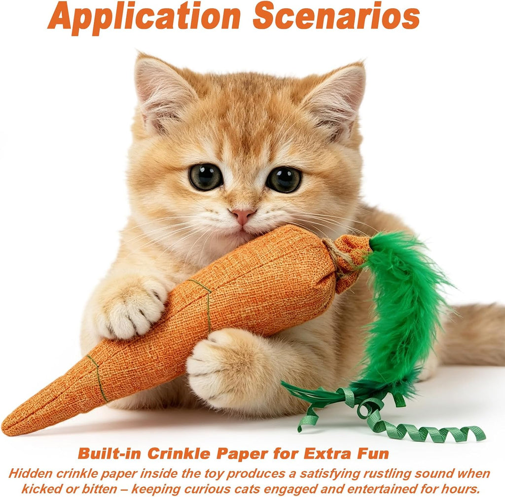 1Pack 12.8-Inch Carrot Cat Toy & Catnip Kicker Toy