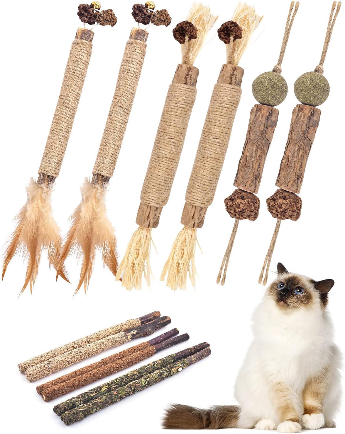 Catnip Chew Toys for Cats, 12 Pack Natural Silvervine Sticks