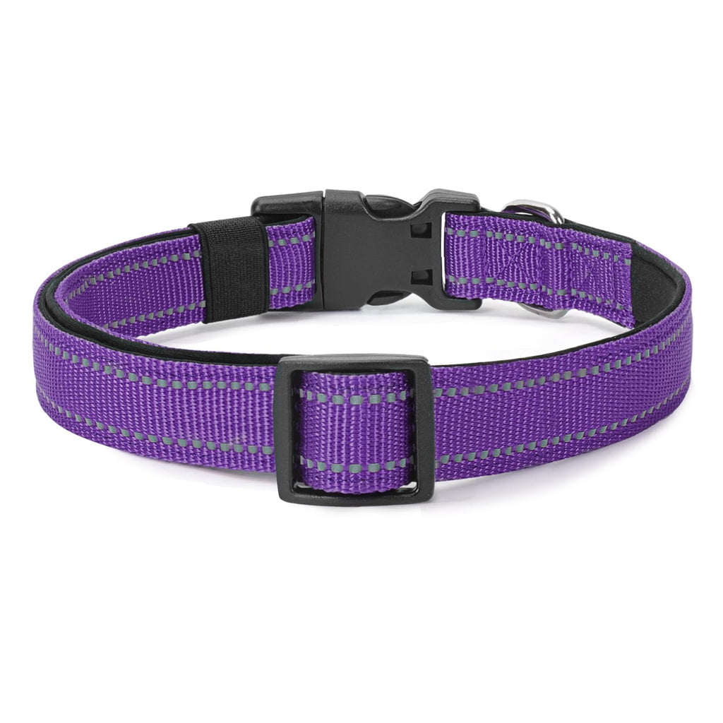 PenSeepet Reflective Dog Collar, Adjustable Nylon for Medium Dogs,Purple