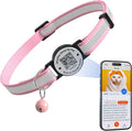 Cat Collar Breakaway QR Code, Reflective cat Collar with Bells, Pink