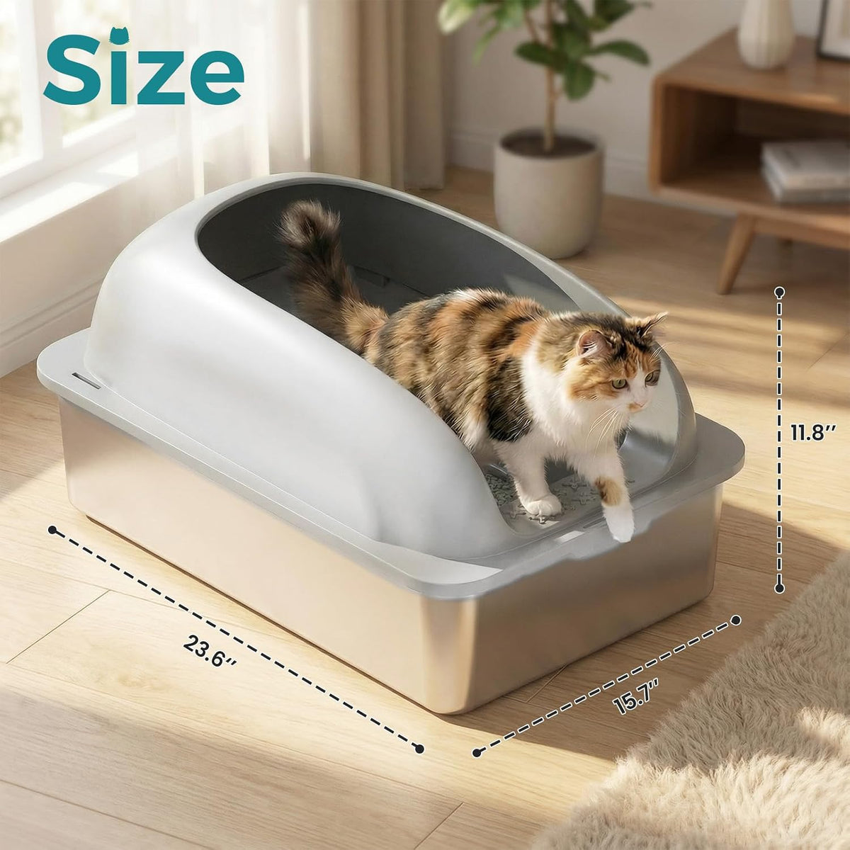 OLIXIS Large Metal Large Cat Litter Box with Lid, High Wall Sides