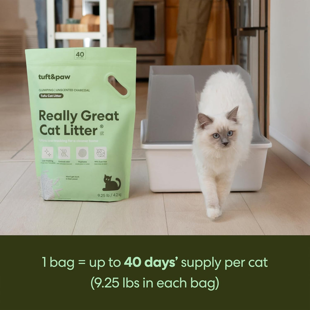 Tuft & Paw Really Great Cat Litter, Ultra Low Tracking Tofu Cat Litter, Clumping, Flushable, Odor Control, Dust-Free, Un