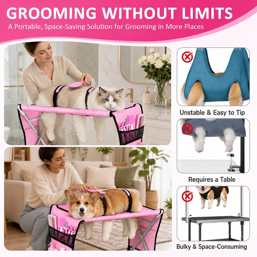 Pet Grooming Hammock for Small Dogs with Stand, Dog Bathing Hammock