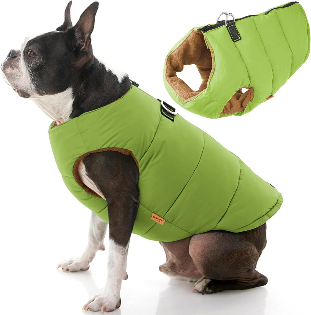Gooby Dog Vest Jacket - Purple, Medium - Water Resistant Fleece Dog Vest with Dual D Ring Leash - Small Dog Sweater for 