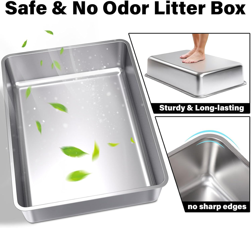 XXXL Stainless Steel Cat Litter Box -Extra Large Metal Litter Box