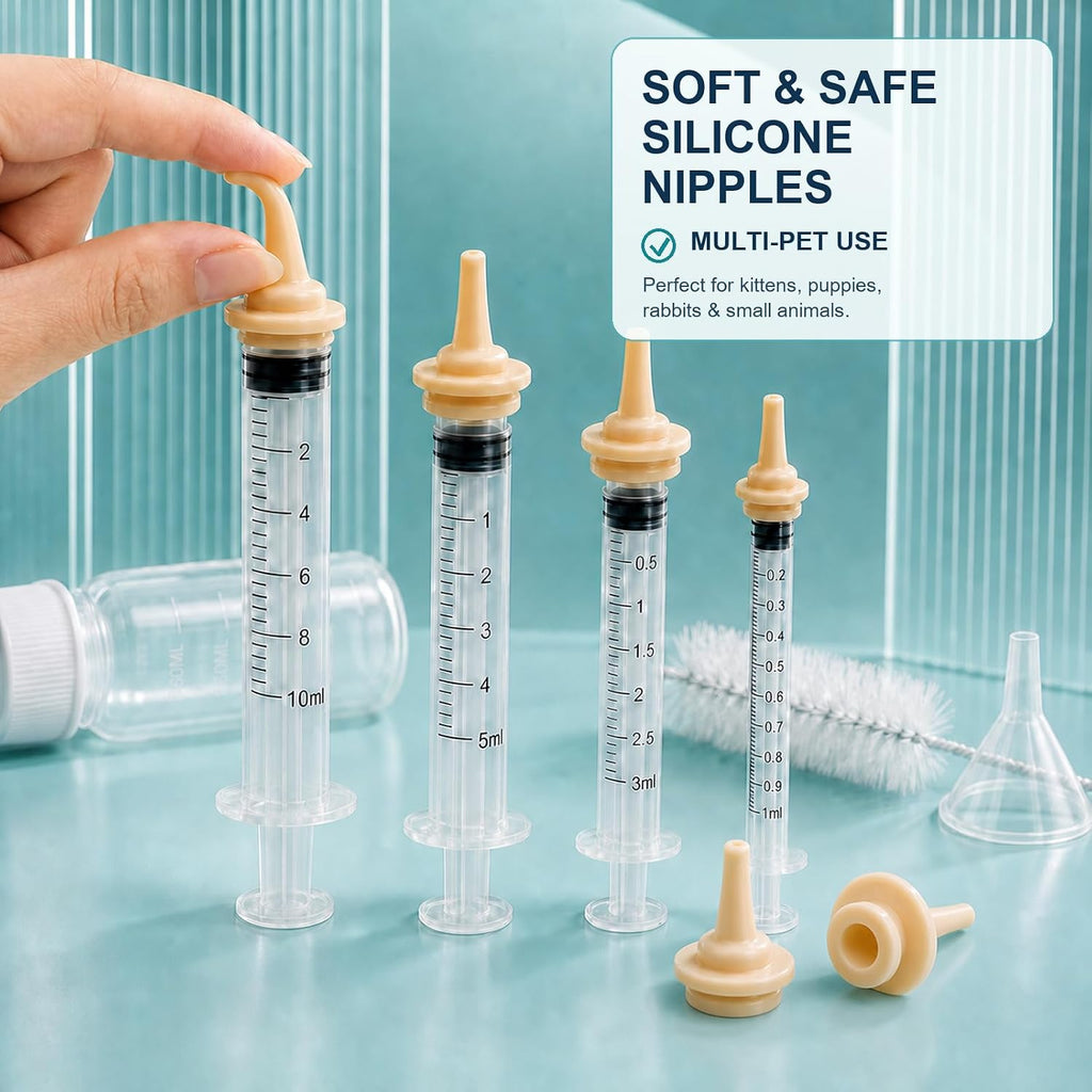 15 Pcs Pet Nursing Kit for Newborn Kittens,Puppies,Rabbits and Other Small Animals,Newborn Cat Bottle Feeding Set Includ