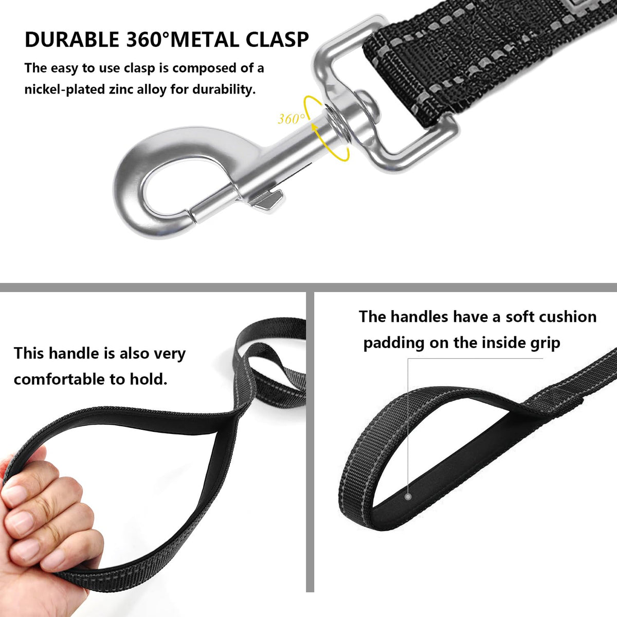 PenSeepet 6 FT Basic Dog Leash for Medium Dogs,Black