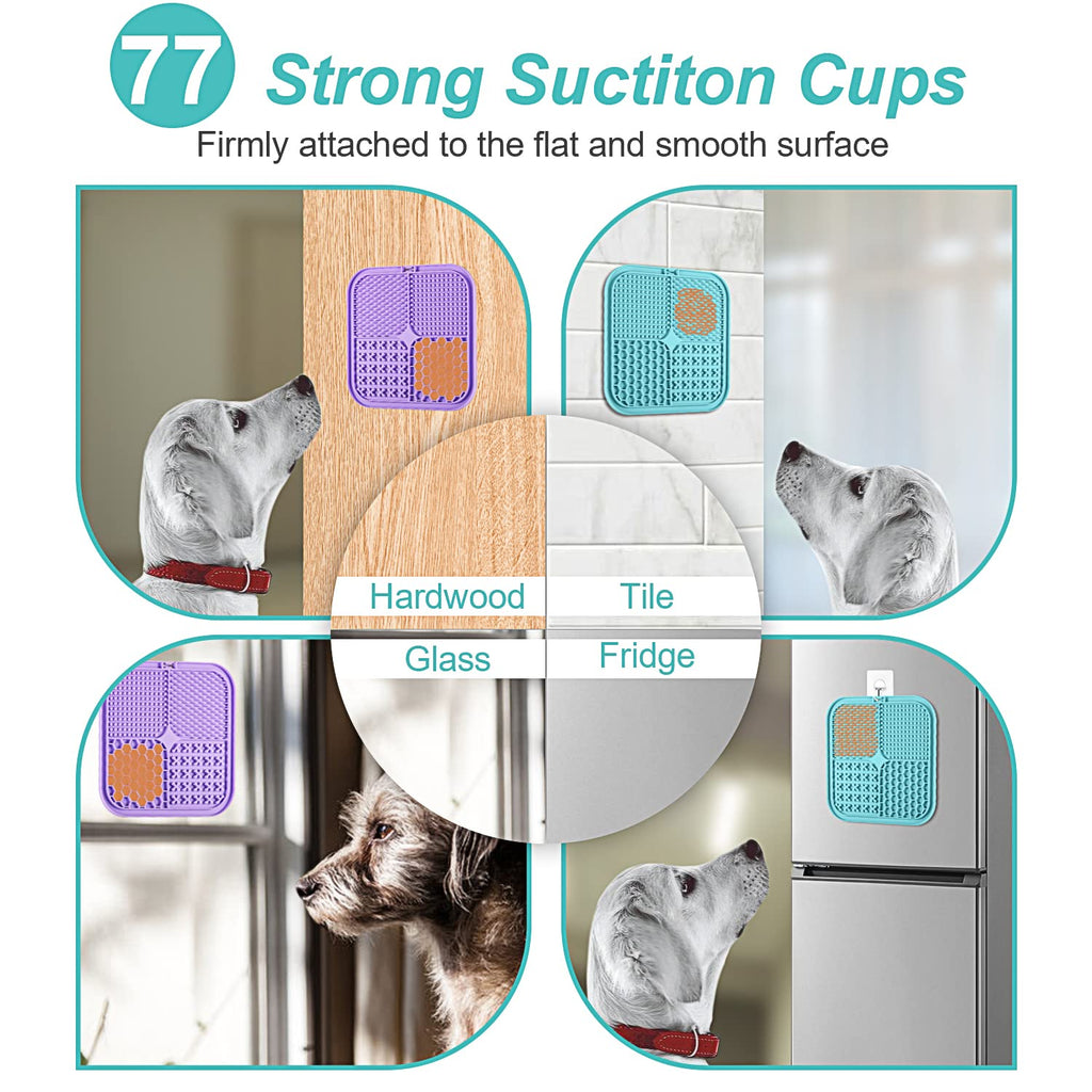 LUKITO Lick Mat for Dogs & Cats 2 Pack, Slow Feeder Licking Pad with Suction Cups for for Anxiety Relief and Boredom Reducer, Perfect for Bathing Grooming