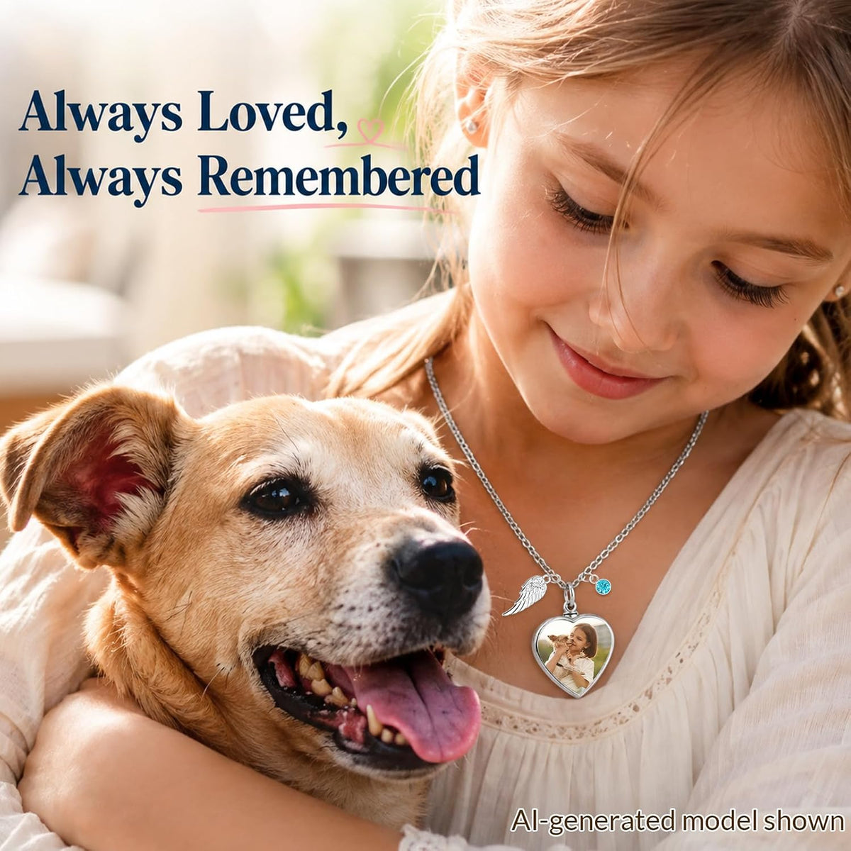HJX Personalized Pet Ashes Necklace with Photo Text for Pet Lovers
