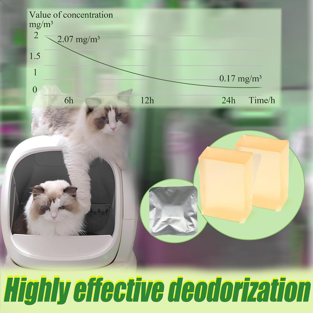 6PCS Odor Remover for MeoWant Self-Cleaning Cat Litter Box