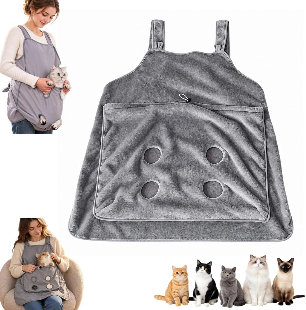 Hair Resistant Pet Cuddling Apron with Leg Holes for Holding Cats & Dogs