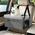 JOEJOY Deluxe Dog Booster Seat with Sturdy Metal Frame and Safety Leash for Small Pets up to 20 lbs - Portable Puppy Dog Car Seat with Thick Cushion and Storage Pockets for Small Dogs, Grey