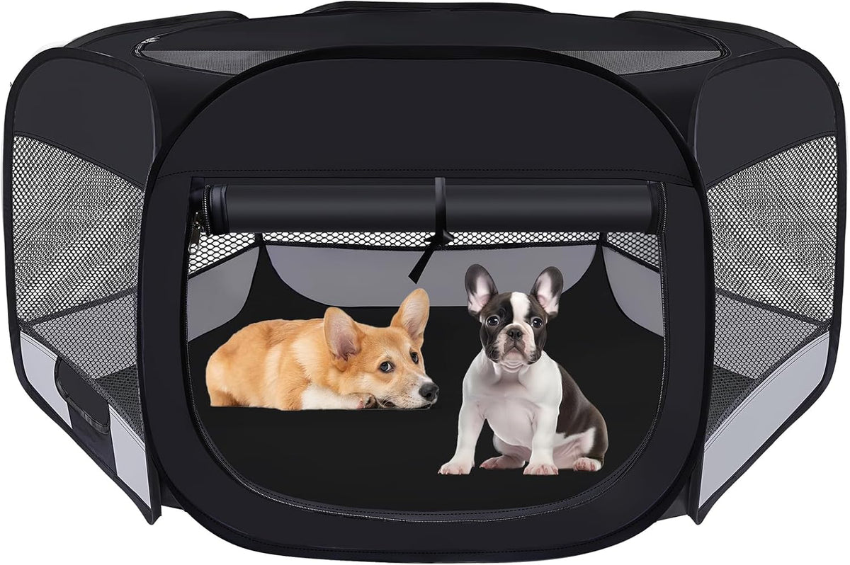 Dog Cat Playpen, Pet Puppy Playpen, Puppy Dog Play Pen for Indoors(Grey, S)