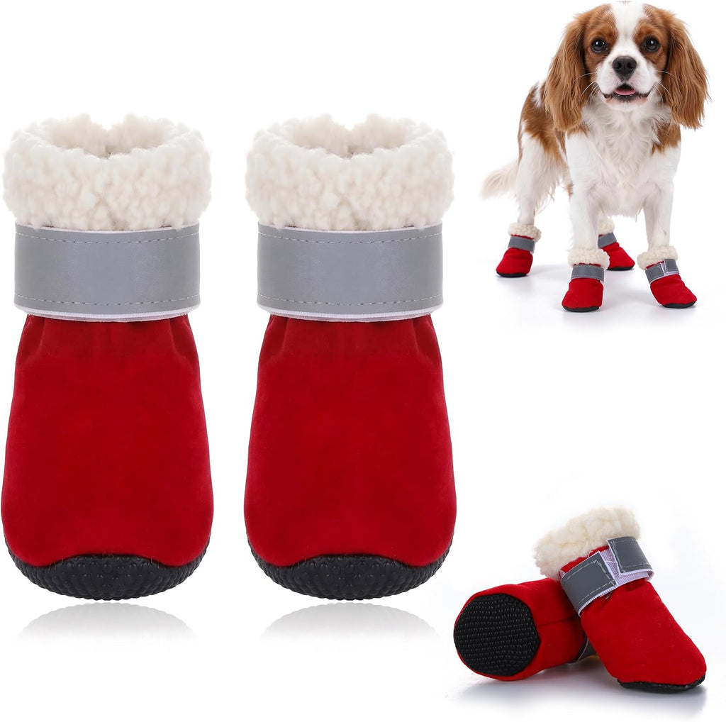 Fecialy Dog Shoes for Winter, Dog Snow Boots & Paw Protectors Warm Booties for Small Medium Dogs Puppies