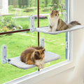 Zoratoo 2PC Cat Window Perch, Foldable & Cordless with Metal Frame, M Gray