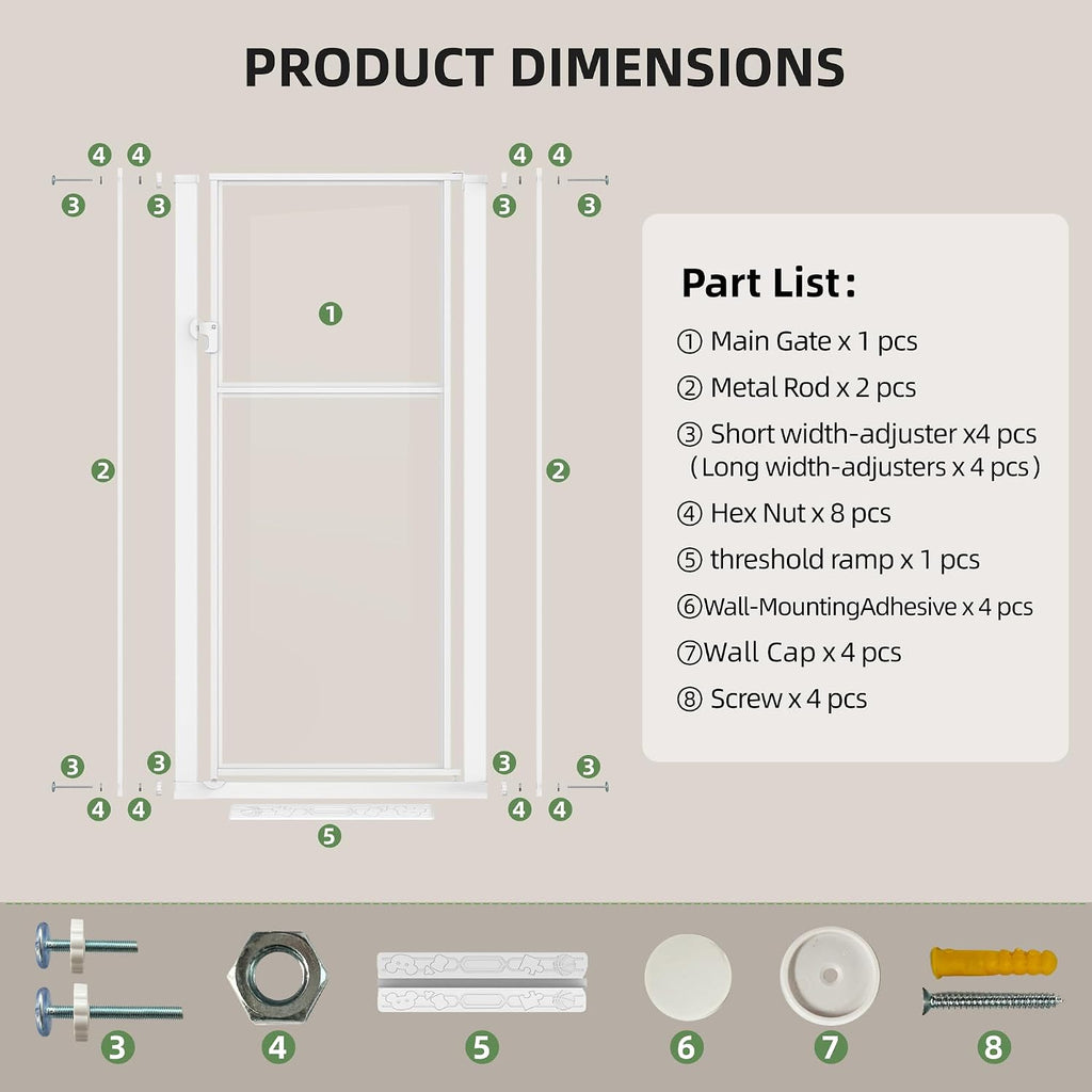 56” Extra Tall Cat Gate for Doorway, 29.5-33.46" Wide Clear Gate