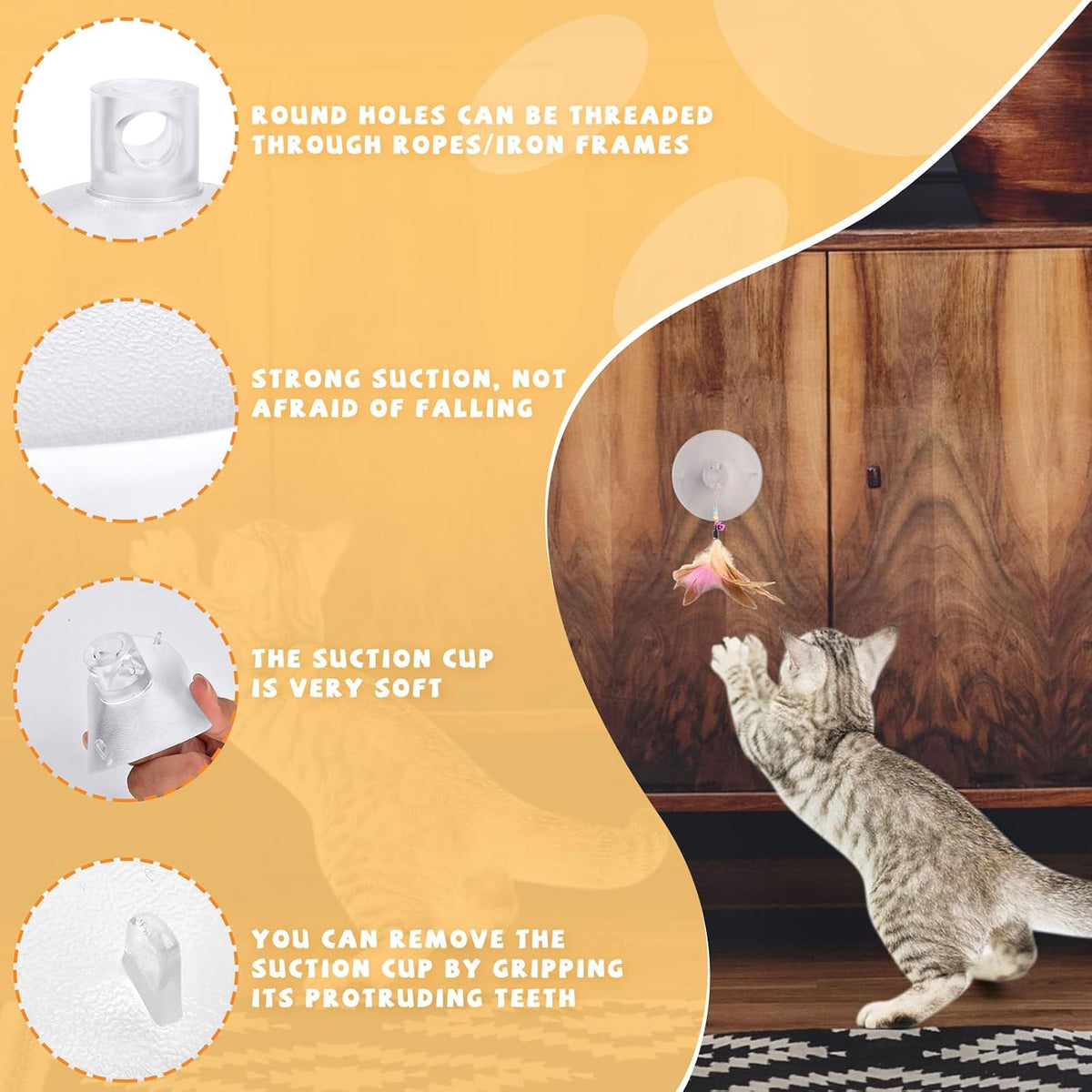4 Pieces Cat Window Perch Suction Cup Powerful Window Bed Seat Replacement Suction Cup Clear PVC Sucker Pads for Cat Ham