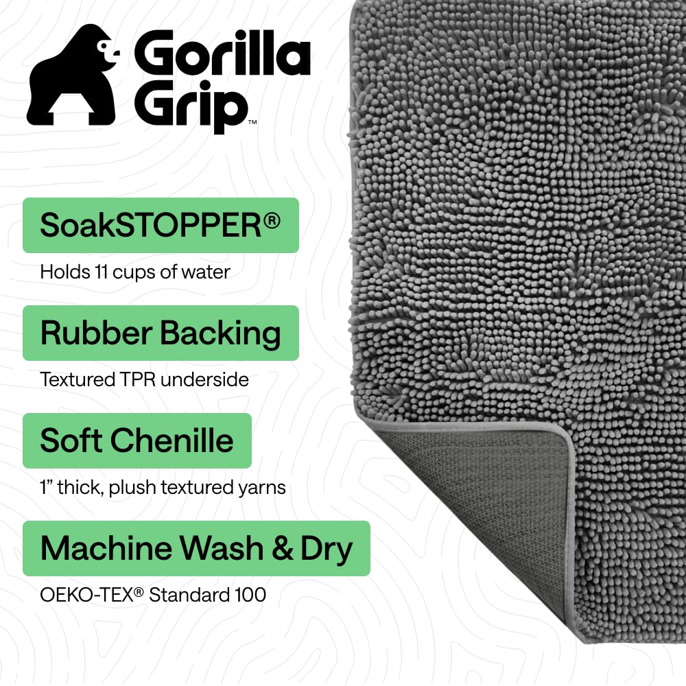 GORILLA GRIP SoakSTOPPER Indoor Door Mat for Dogs with Muddy Paws