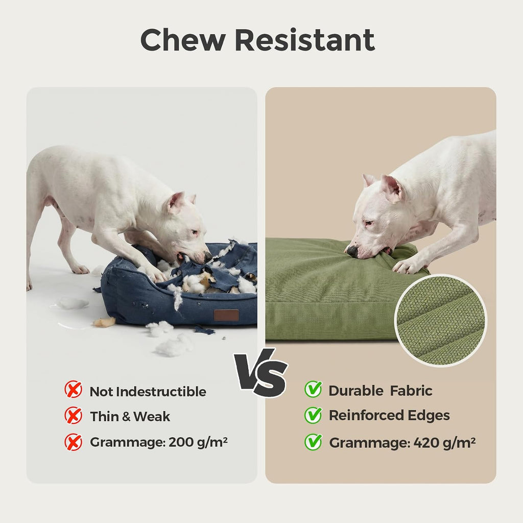 42 Inch Indestructible Dog Bed for Extra Large Dogs, Canvas Durable Outdoor Chew Proof Dog Bed with Waterproof Washable 