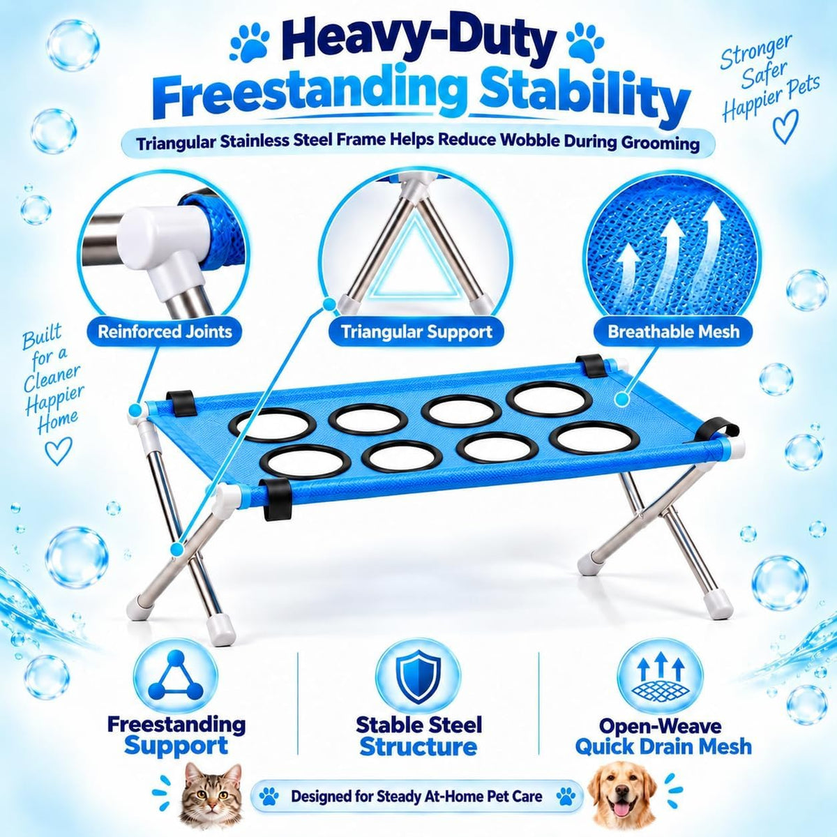 Dog Grooming Hammock with Foldable Stand for Bathing and Showering Pets