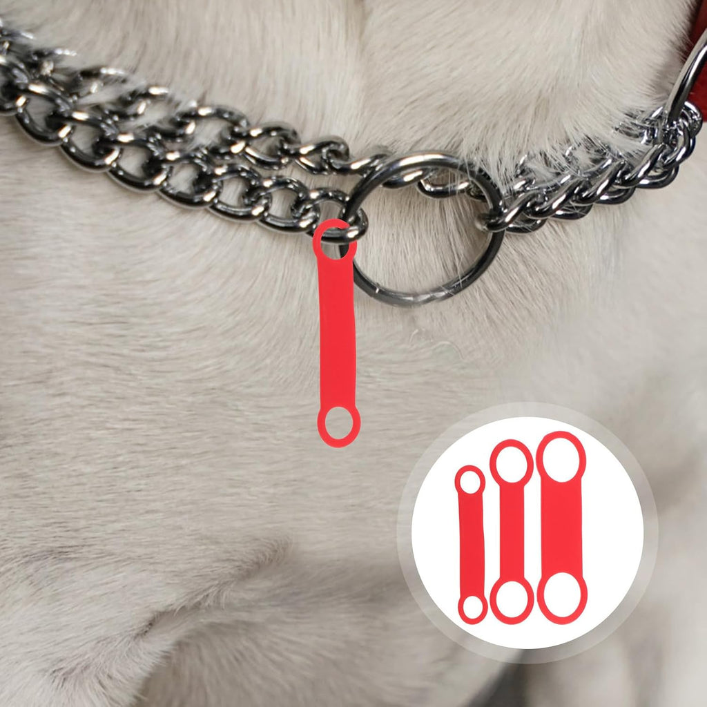 6pcs Red Silicone Slide-on Dog Tag Holder Replacement Band