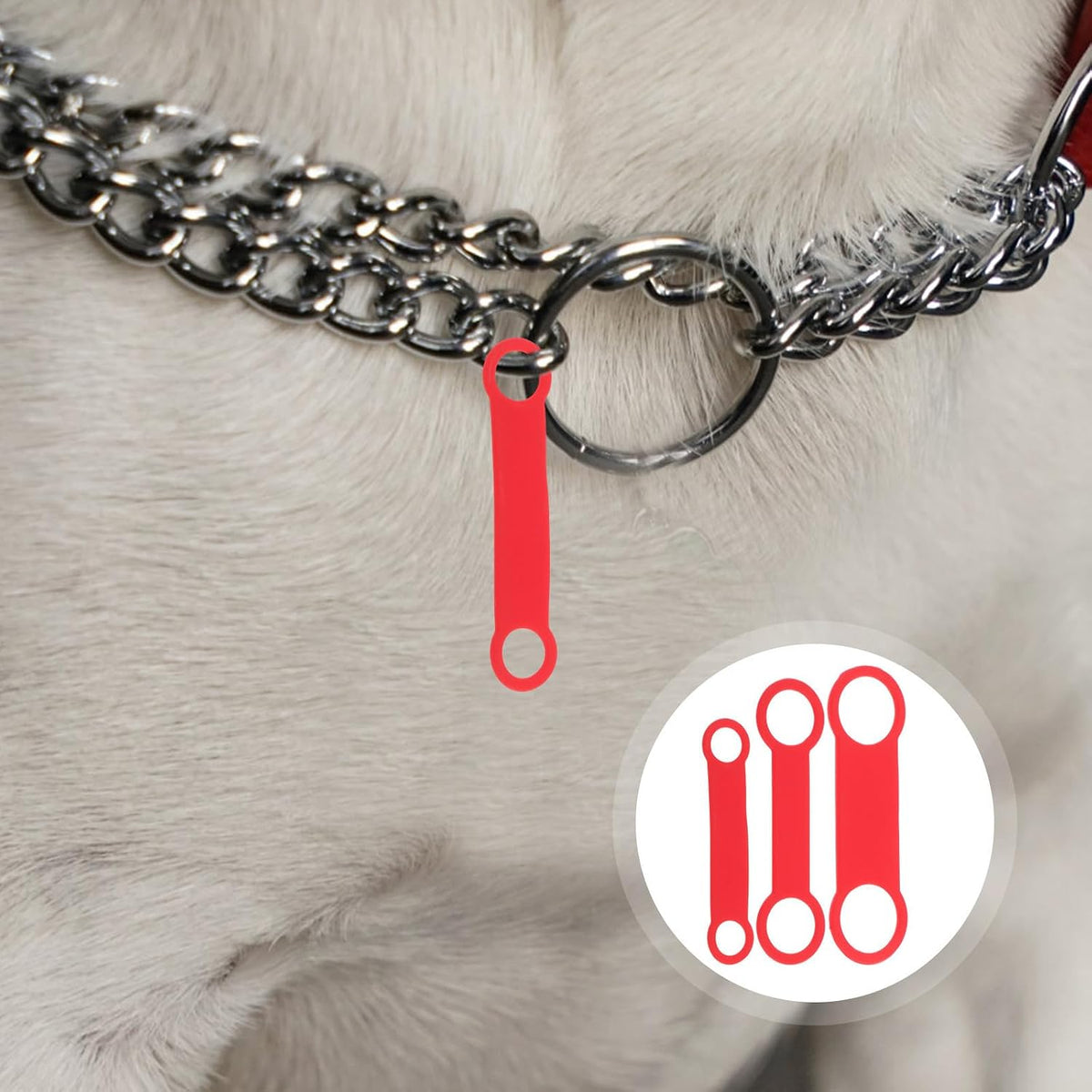 6pcs Red Silicone Slide-on Dog Tag Holder Replacement Band