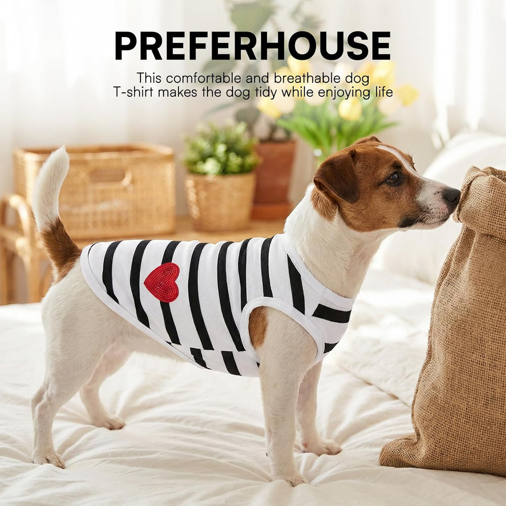 Dog Shirts for Medium Dogs, Striped T-shirt Dog Tank Top, Bichon Tee Shirts