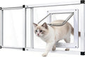 Full Glass Cat Door for Window,32"-37" Adjustable Width,1-Min Install | 4 Locking Modes,Aluminum Frame,HD Glass,Magnetic Closure,Weatherproof Sliding Pet Door Window Insert for Cats Catio