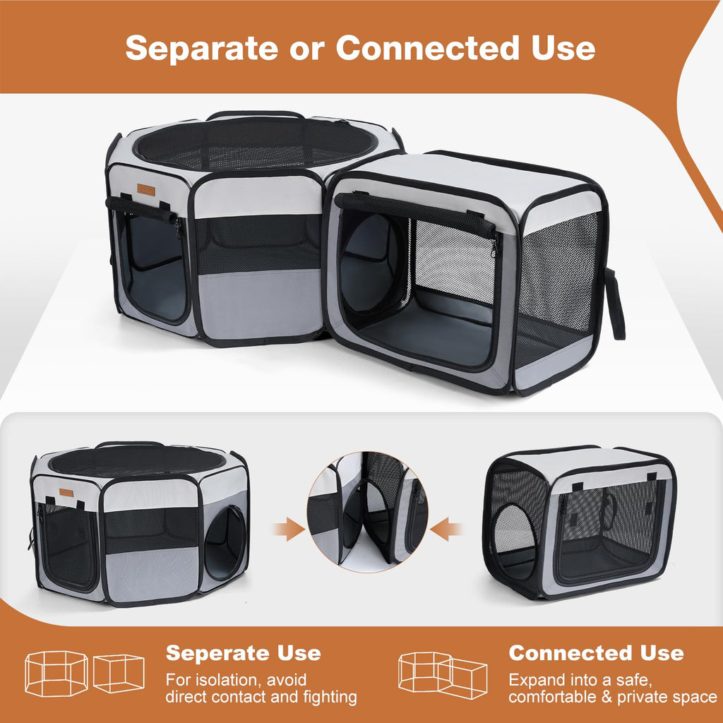 Want to Give Your Kittens & Puppies a Safe, Independent Space? Try Lekereise: 47"×16" Portable Cat Playpen, 2-in-1 Dog Playpen, Independently Usable, with a Carry Bag. Play Freely Anywhere!